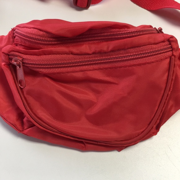 Red Fanny Pack w/ 3 zippered pouches - Picture 2 of 7